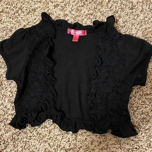 Cherry Stix large black cardigan w/ lace detail